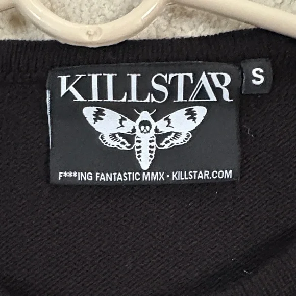 Killstar Black Sweater with White 'Nobody Cares' Heart - Picture 2 of 4